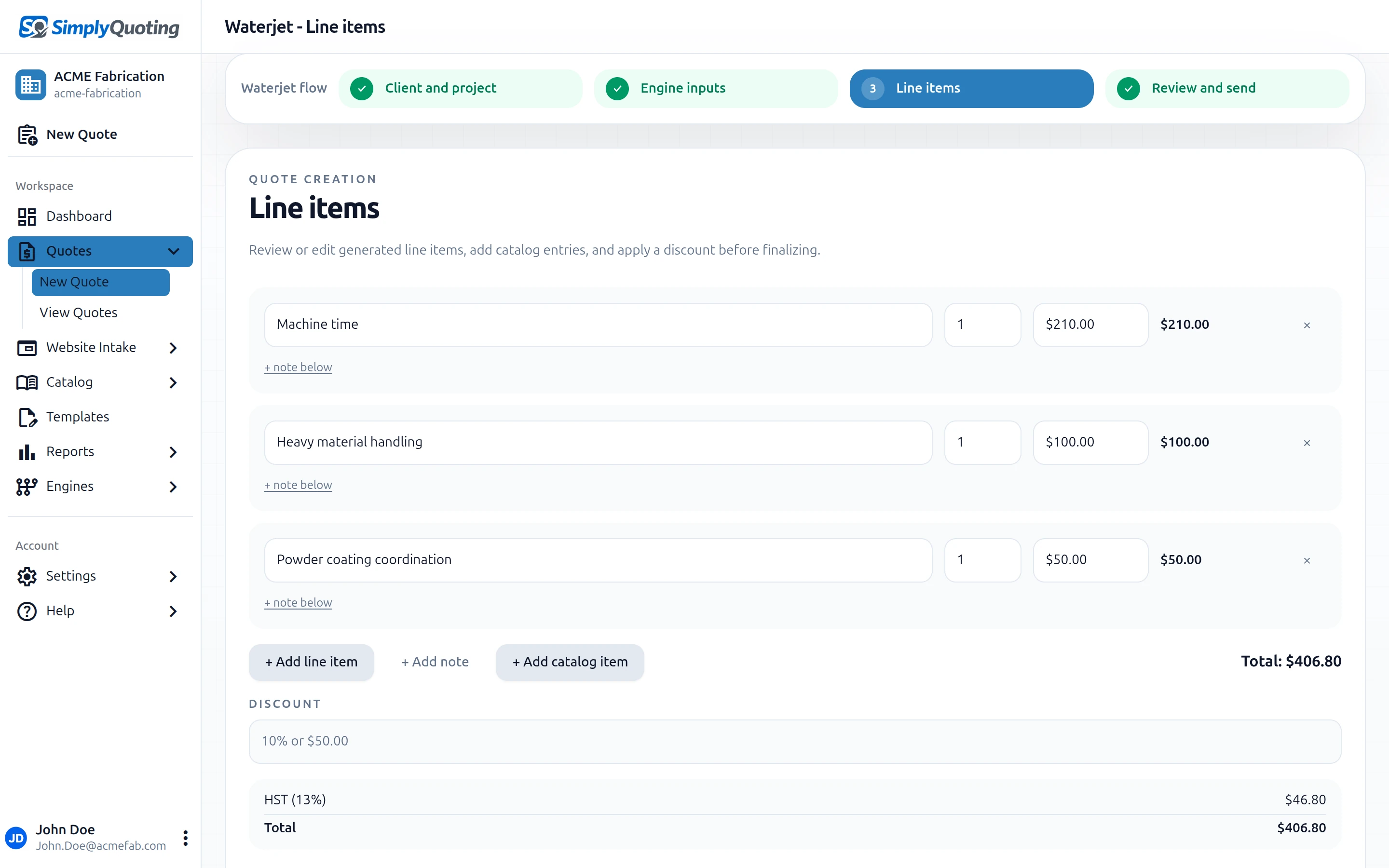 Quote builder